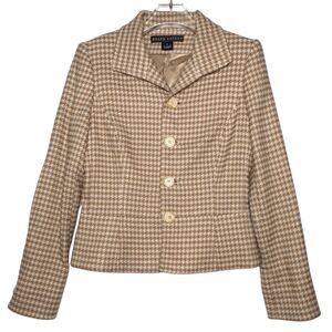 Ralph Lauren Black Label Womens Jacket Blazer 6 Wool Cashmere Houndstooth Vntg